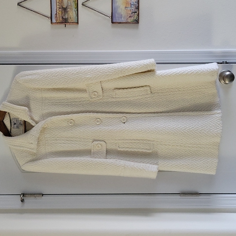 COPY - Wool blend Worthington White Lightweight Car Coat Size Small